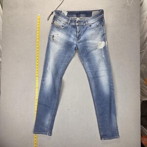 Diesel Jeans Mens 33x32 Blue Sleenker Med Wash Slim Skinny Stretch 0670N